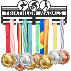 SUPERDANT Gymnastics Medal Hanger Male Gymnastics Medal Holder with 8 Lines Sturdy Steel Award Display Holders Wall Mounted Medal Display Racks for Ribbon Lanyard