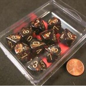 Chessex Dice Sets: Scarab Blue Blood with Gold - Ten Sided Die d10 Set (10) - 27219