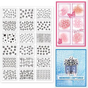 GLOBLELAND Mini Marks Pattern Clear Stamps Background Rubber Clear Stamps Star Heart Backgroun Clear Stamps for DIY Scrapbooking Photo Album Decorative Cards Making 6.3x4.33inch