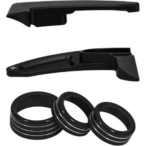 لدودج تشالنجر تشارجر كرايسلر 2015-2021 الملحقات الداخلية الديكور التحول مجداف غطاء الكسوة الموسعة + مكيف الهواء التبديل CD زر مقبض صائق حلقات تقليم (أسود 5PCS) in Kuwait