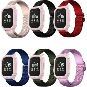 FitTurn [6pack Compatible with Xplora X6 Play Smart Watch Fitness Tracker for Kids Bands Elastic Adjustable Nylon Fabric Strap Replacement Bracelet Stretch Soft Strap Wristbands Loop Accessories