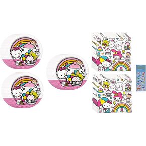 تتضمن مجموعة لوازم حفلات أعياد الميلاد هالو كيتي 24 طبقًا ورقيًا لكعكة الحلوى و32 منديلًا (الحزمة مكونة من 24 طبقًا) in Kuwait