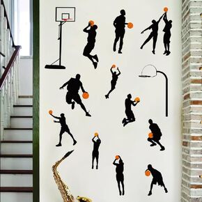Removable Hockey Player Silhouette Wall Sticker Hockey Sport Wall Decal Peel & Stick Boys Teens Room Decor Classroom Game Room Playroom Wall Decoration