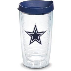 Tervis Plastic Made in USA Double Walled NFL Dallas Cowboys Primary Logo Insulated Tumbler Cup Keeps Drinks Cold & Hot, 16oz, Navy Lid