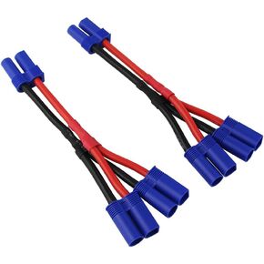 2pcs EC5 2-Male to 1-Female Parallel Adapter Wire Cable 12awg 3.93in for RC LiPO Battery(Pack of 2)