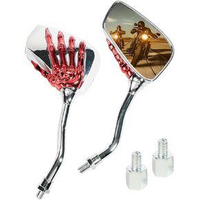 Pairs of Motorcycle Mirrors,Universal 8mm 10mm Motorcycle Rear View Mirrors,Car Accessories Skull Skeleton Hand Bike Mirror,Rearview Side Mirror for Motorcycle Bike (Black)