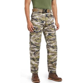 Men’s Tactical Pants, 8 Pockets, Double-Layered Knees, CVC Twill Combat Cargo Pants for Work Hiking Performance