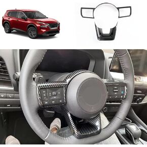 Steering wheel Surround Frame Cover Trim Compatible With Nissan Rogue 2021 2022 2023 Steering Wheel Bottom Cover Trims Interior Car Accessories ABS 2PC (Carbon Fiber Style)