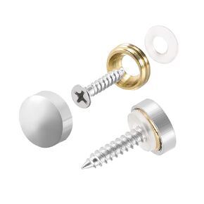 Mirror Screws (22mm/0.87") 4Pcs, Decorative Cover Cap Nails Brass Electroplated - for Sign Advertising Hardware, Construction, Silver Tone