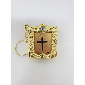 Bible Keychain Key Chain Religious Favor - English - Gold (12 Pack)