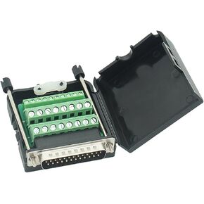 Connector DB25 D-SUB Male Adapter 25-pin Port Adapter to Terminal Connector Signal Module Db25 Breakout Board Solder-free with case(Male Connector, DB25 with case)