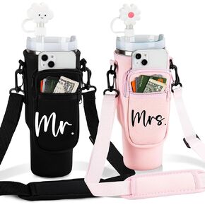 هدايا موستوب السيد والسيدة 2 عبوة من أكياس حمل زجاجات المياه لستانلي 40 أونصة، حقيبة حامل زجاجة المياه للأزواج وهدايا خطوبة الزفاف in Kuwait