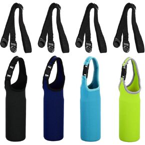 PATIKIL 67mmx185mm Water Bottle Sling Bag, 4 Pack Neoprene Portable Insulated Bottle Holder Carrier with Removable Adjustable Shoulder Strap 4 Different Color