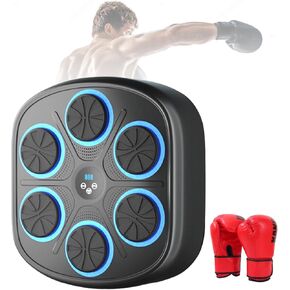 Music Boxing Machine Pink, Boxing Music Workout Machine Wall Mounted, Smart Bluetooth Boxing Wall Target with Gloves Fitness Equipment for Adults Kids