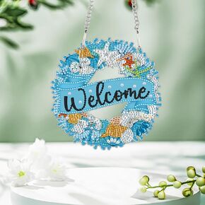 5.7x5.9inch Diamond Painting Kits Ocean Hanging Pendant DIY Marine Organism Wreath Ornaments Shaped Diamond