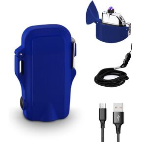 YOZWOO Electric Arc Lighter USB Rechargeable Lighter Waterproof Candle Lighter Flameless Windproof Lighter No Gas Butane Lighter with Type C for Outdoor Tactical Survival Gear, BBQ, Fireworks (Blue)