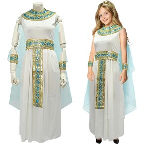 Girls Cleopatra Costume Kids Egyptian Costume Dress Cape Belt Collar Headpiece Wrist Cuffs Egyptian Outfit 4-12 Years