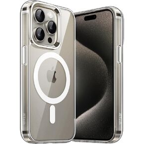 JETech Magnetic Case for iPhone 15 Pro Max 6.7-Inch Compatible with MagSafe Wireless Charging, Shockproof Phone Bumper Cover, Anti-Scratch Clear Back (Black)