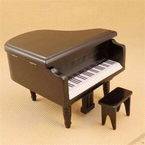 EatingBiting（R） Dollhouse Miniature Doll Piano with Chair, 1:12 Dollhouse Miniature Furniture Black Piano with Chair Dollhouse Miniature 1:12 Scale Fairy Doll Home Scene, Elegant Vivid
