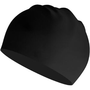 Silicone Swim Cap for Women and Men, Durable Soft Flexible Waterproof Swim Cap for Unisex Adult and Youths Kids(Black)
