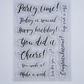 Words Party Time Happy Birthday Cheers Congratulations Clear Stamps for Card Making Decoration and DIY Scrapbooking 3090931