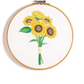Jekocet ㅤ Embroidery Kit for Beginners with Flower Pattern Cross Stitch Stamped Embroidery Starter Kit Needlepoint Kits for Adults - Orange