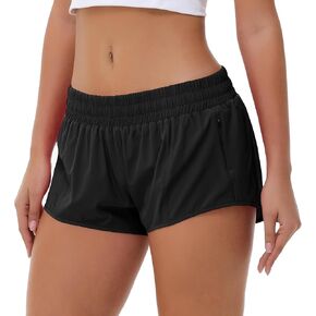 Aurefin Lightweight Athletic Shorts for Women, Quick Dry Running Shorts with Zip Pocket and Liner Womens Gym Workout Shorts in Kuwait