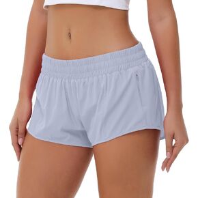 Aurefin Lightweight Athletic Shorts for Women, Quick Dry Running Shorts with Zip Pocket and Liner Womens Gym Workout Shorts