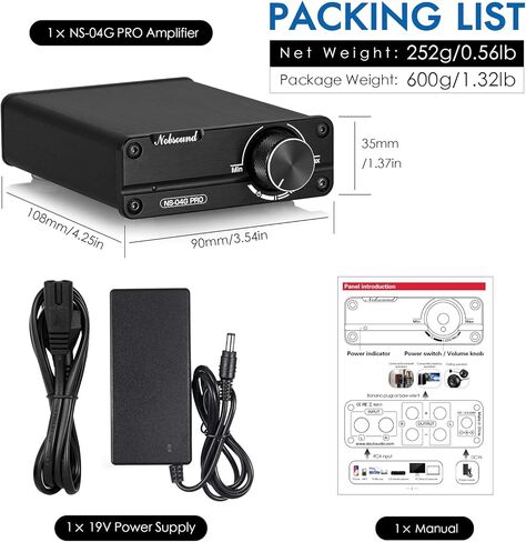 Nobsound Mini 200W Dual TPA3116 2.0 قناة HiFi ستيريو مضخم الطاقة الرقمي استقبال فئة D أمبير متكامل لمكبرات الصوت المنزلية مع مصدر الطاقة in Saudi Arabia