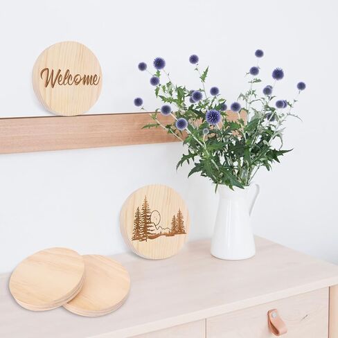 9 PCS 8 Inch Wooden Discs Circles, Unfinished Wood Coasters, Natural Wood Slices, Round Wooden Plaques for DIY Crafts, Home Decoration,Door Hangers, Wood Engraving, Wood Engraving, by GNIEMCKIN. in Saudi Arabia