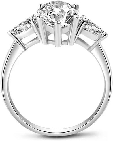 MRENITE 4 Cttw Marquise Cut Moissanite 3 Stone خاتم الخطوبة للنساء D اللون VVS1 وضوح الذكرى السنوية الوعد الدائري مقاس 4-12 (مركز 3 قيراط) in Kuwait