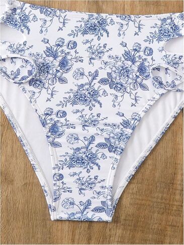 Floerns Women's Bathing Suit Floral Print Twisted High Waisted Lace Up Bikini Sets in Saudi Arabia