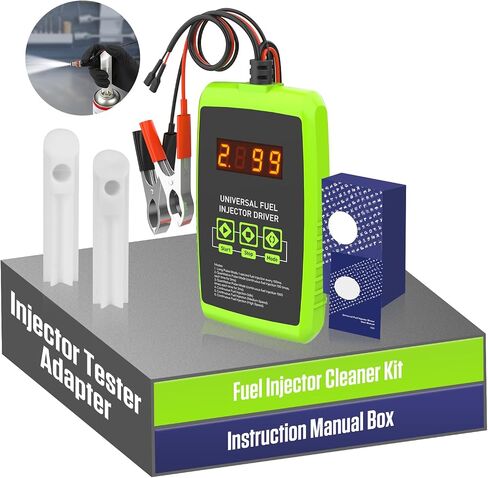 BELEY 12V Automotive Fuel Injector Tester Car Fuel Injector Cleaner Tool Kit with 6 Pulse Modes & 4 Adapters, DIY Universal Fuel Injector Driver Box in Saudi Arabia