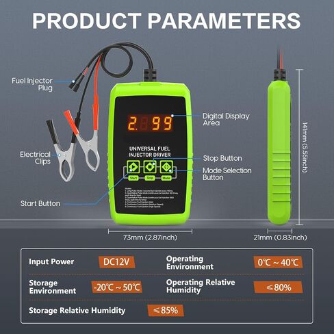 BELEY 12V Automotive Fuel Injector Tester Car Fuel Injector Cleaner Tool Kit with 6 Pulse Modes & 4 Adapters, DIY Universal Fuel Injector Driver Box in Saudi Arabia