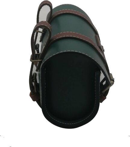 حقائب جلدية لمقود الدراجة من WUYAN تحت المقعد حقيبة جلدية كلاسيكية لدراجة الجبال MTB على الطرق للهاتف الخلوي، حقيبة تخزين المقعد الخلفي بذيل السرج (أخضر داكن + بني داكن، كبير) in Kuwait