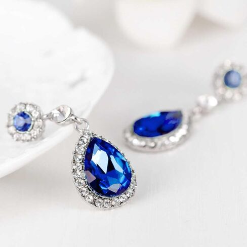 مجموعة مجوهرات مكونة من 3 قطع للنساء من الكريستال وقلادة وحلقة in Kuwait