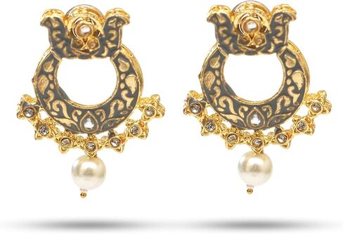 OZANOO Golden Long Heavy Kundan Meena Necklace Set For Women And Girls, Kundan Necklace Set Jaipuri Jewelry/Indian Traditional Jewelry Set For Women And Girls, Necklaces in Saudi Arabia