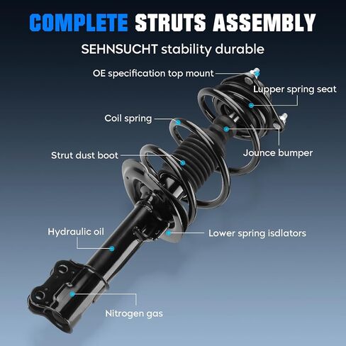 Front Coil Spring Strut & Stabilizer Sway Bar Links Fit for Hyundai Sonata GLS/Limited 2.4L 2011, Shock Absorber and Sway Bar Link Replace for 172586, 172585 in Saudi Arabia