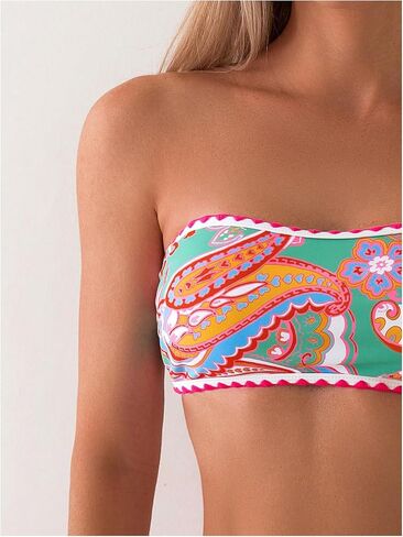 SHENHE Women's Strapless Bandeau Swimsuit Floral Paisley Boho 2 Piece Bikini Set in Saudi Arabia