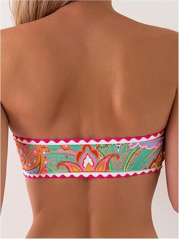 SHENHE Women's Strapless Bandeau Swimsuit Floral Paisley Boho 2 Piece Bikini Set in Saudi Arabia