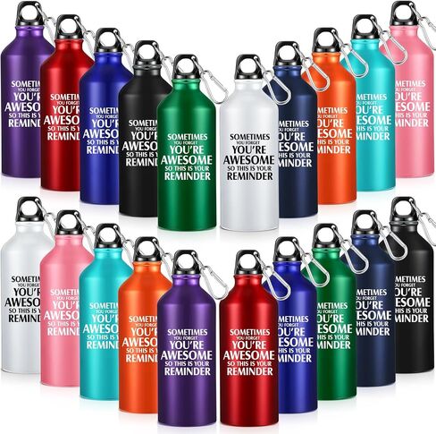 Tanlade 20 Pcs Thank You Gifts 20oz Aluminum Water Bottles Reusable Leak Proof Twist Lid Buckle Sports Water Bottle Appreciation Gift for Employee Coworkers Teacher Christmas(Black) in Saudi Arabia