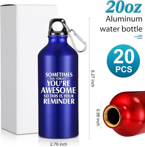 Tanlade 20 Pcs Thank You Gifts 20oz Aluminum Water Bottles Reusable Leak Proof Twist Lid Buckle Sports Water Bottle Appreciation Gift for Employee Coworkers Teacher Christmas(Black) in Saudi Arabia