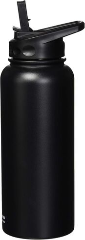 FIFTY/FIFTY Sport Water Bottle, Straw Cap with Wide Mouth, 34 oz/1 L, Matte Black in Saudi Arabia