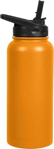 FIFTY/FIFTY Sport Water Bottle, Straw Cap with Wide Mouth, 34 oz/1 L, Matte Black in Saudi Arabia