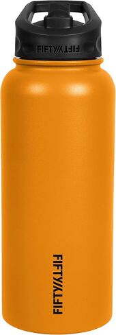 FIFTY/FIFTY Sport Water Bottle, Straw Cap with Wide Mouth, 34 oz/1 L, Matte Black in Saudi Arabia