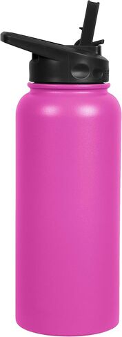 FIFTY/FIFTY Sport Water Bottle, Straw Cap with Wide Mouth, 34 oz/1 L, Matte Black in Saudi Arabia