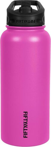 FIFTY/FIFTY Sport Water Bottle, Straw Cap with Wide Mouth, 34 oz/1 L, Matte Black in Saudi Arabia