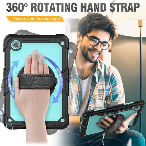 HXCASEAC Case for Lenovo Tab M11 Case with Screen Protector/Rotating Hand Strap/Stand, Protective Tab M11 Tablet Case (TB-330FU/TB-330XU) Cover 2024, Black in Saudi Arabia