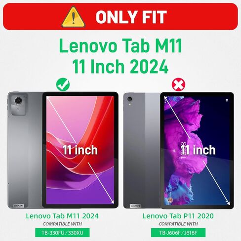 HXCASEAC Case for Lenovo Tab M11 Case with Screen Protector/Rotating Hand Strap/Stand, Protective Tab M11 Tablet Case (TB-330FU/TB-330XU) Cover 2024, Black in Saudi Arabia