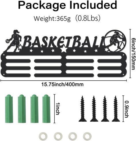 SUPERDANT Female Basketball Medal Hanger Display Holder Girls Sport Iron Hook Rack Frame Medal Hanger Awards Ribbon Cheer for 60+ Metal Medal Wall Hanger Girls Mother's Gift in Saudi Arabia